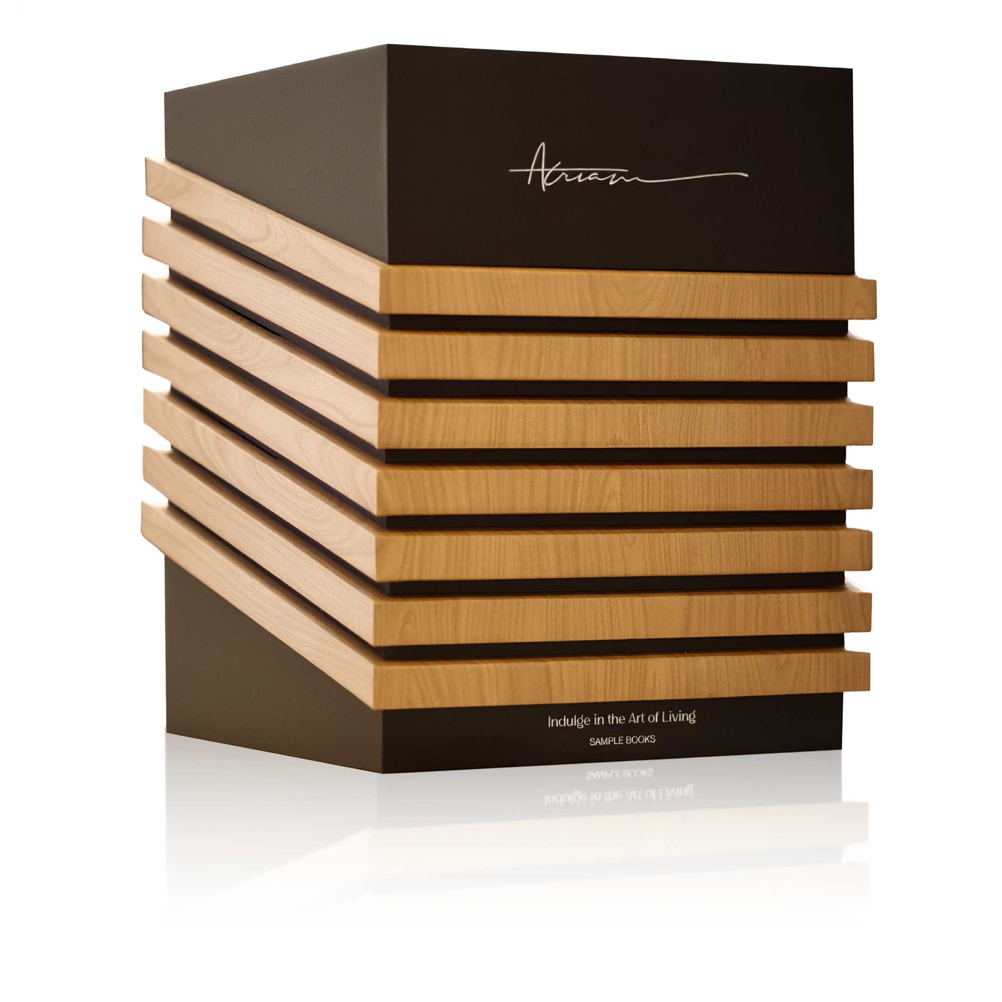 Sample Box do Cliente Atriani. Projeto ganhador do Prêmio Brasileiro de Design 2025 na categoria Design de Embalagens - Imobiliário.