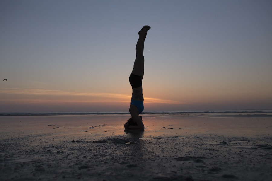 headstand at sunrise