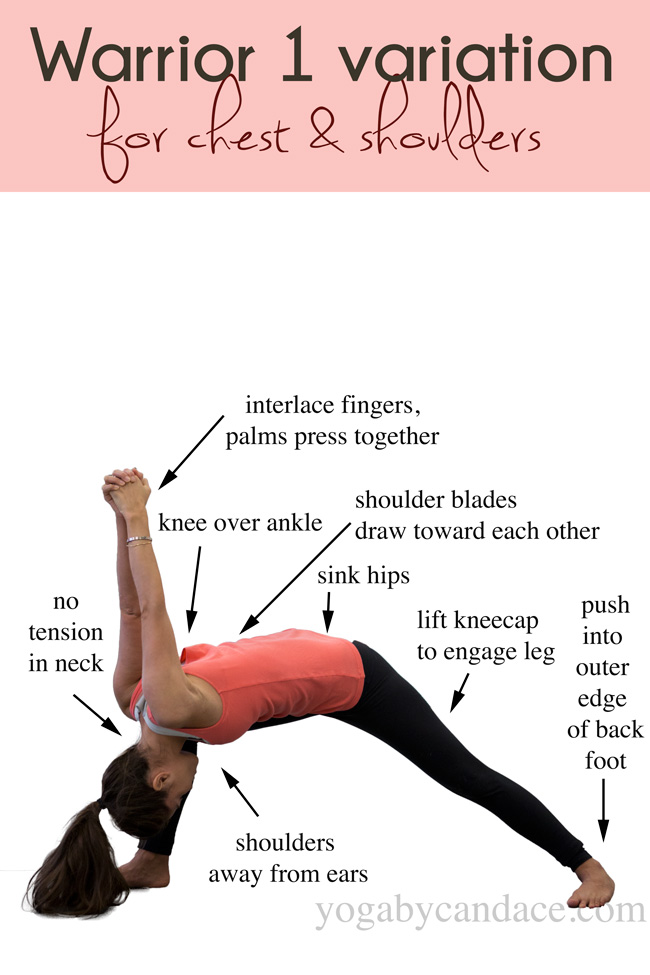 Warrior 1 variation for chest and shoulders