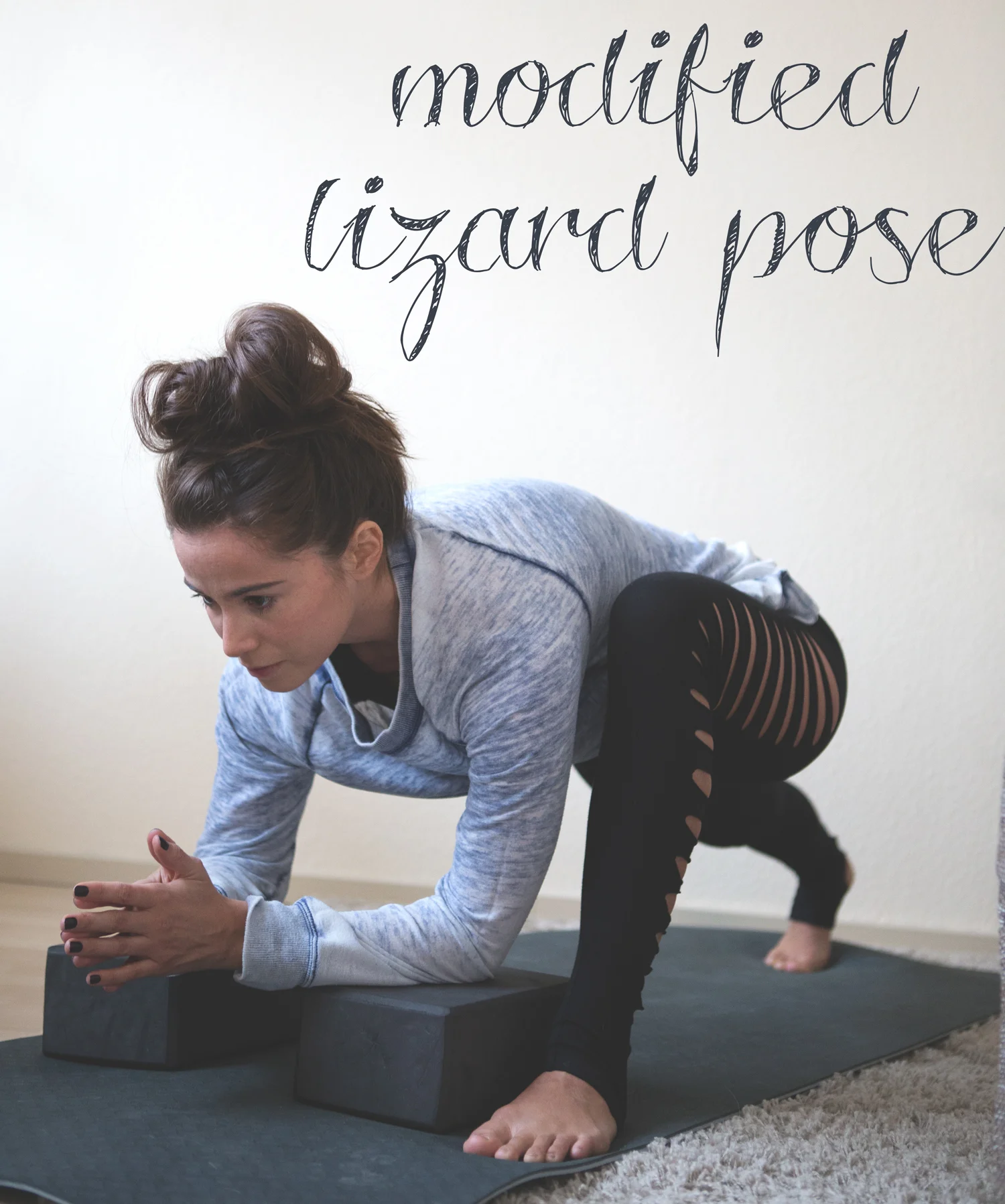 Pin it! Modified lizard pose. 
