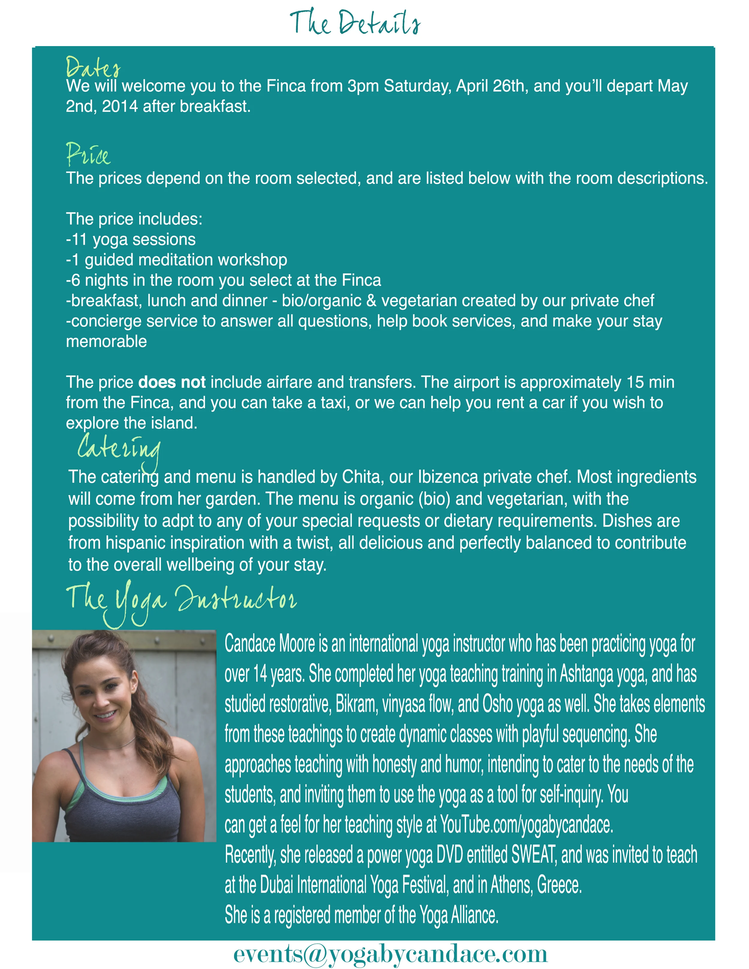 Yoga retreat details