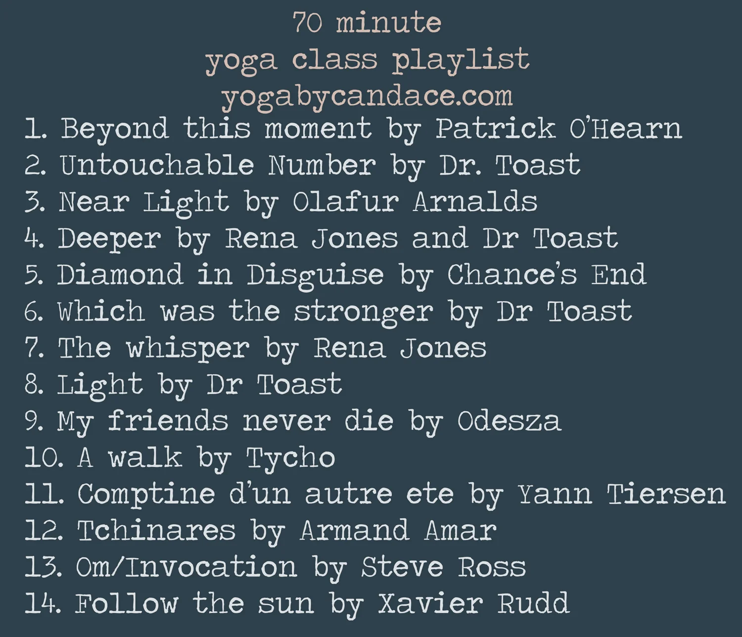 Pin it! 70 minute class playlist