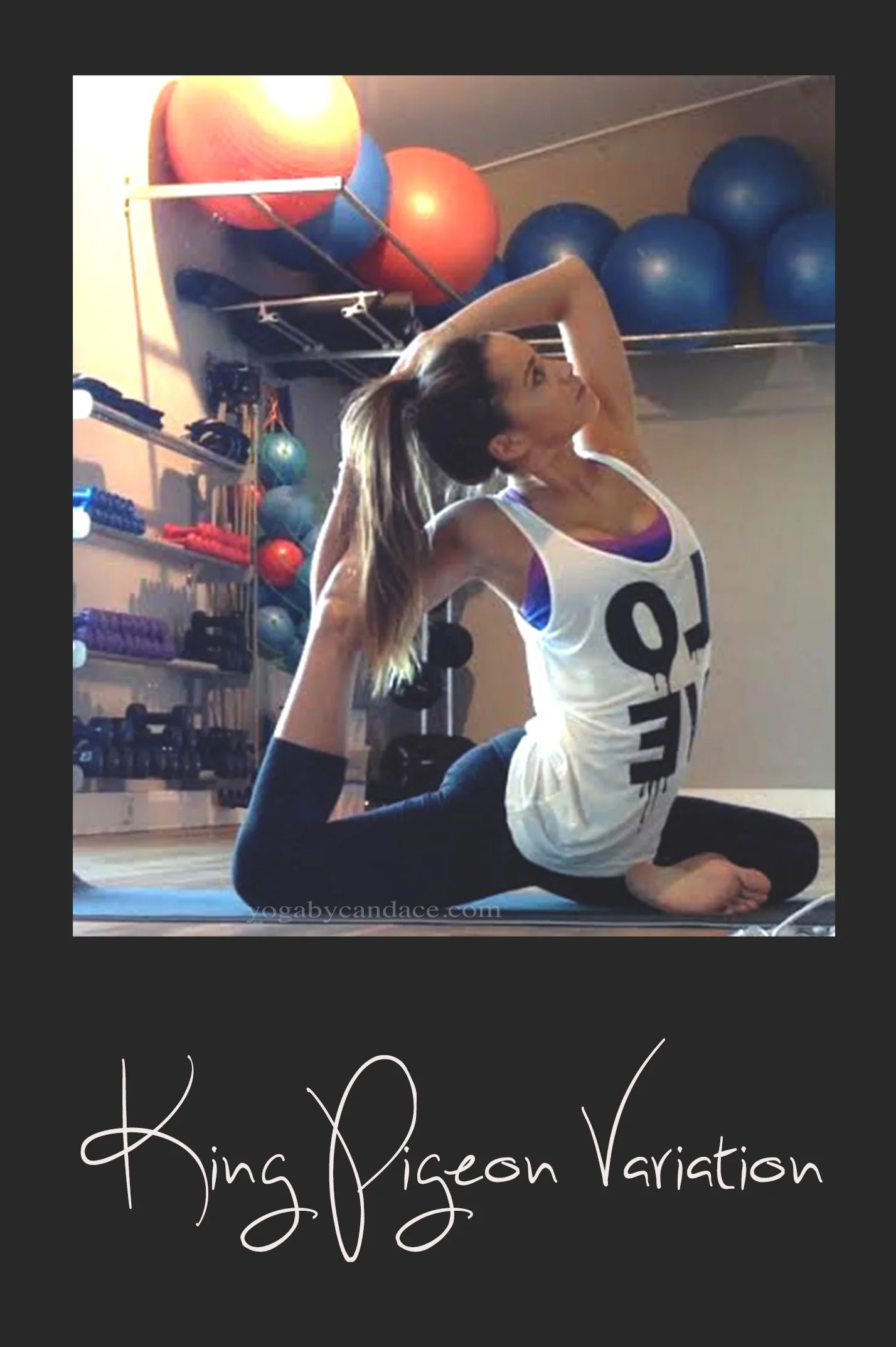 King pigeon pose with a variation.