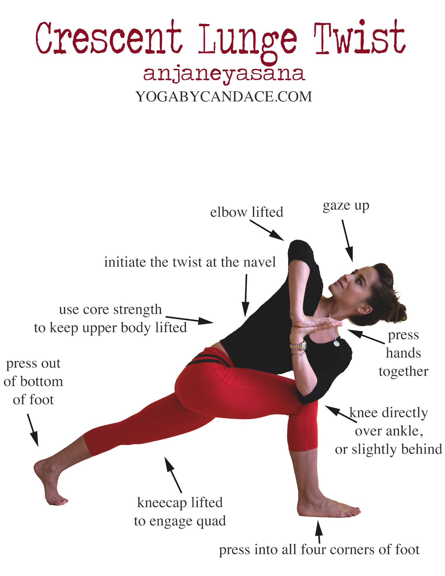 How to do Crescent Lunge Twist — YOGABYCANDACE
