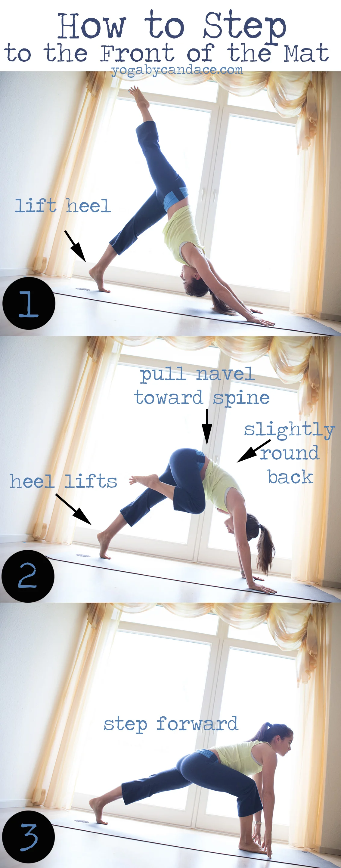 How to step easily to the front of the yoga mat.