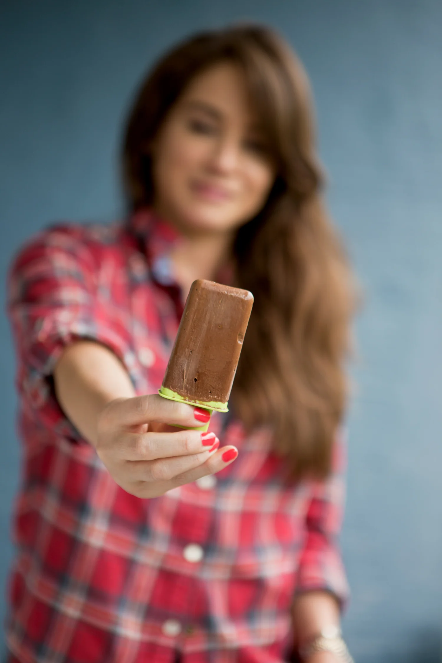 Homemade healthy fudgsicle. Wearing: forever 21 plaid shirt .