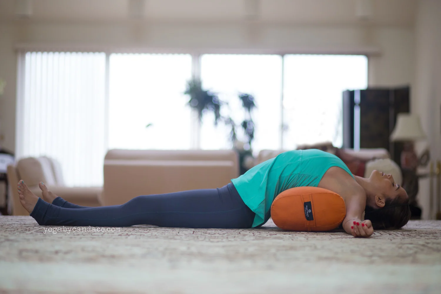 Using: Hugger Mugger bolster Wearing: Zella pants (on sale!), fabletics top c/o