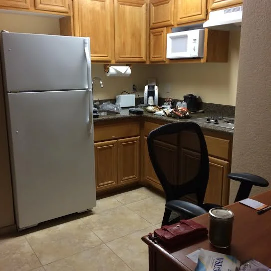 Hotel room in Vegas with kitchenette