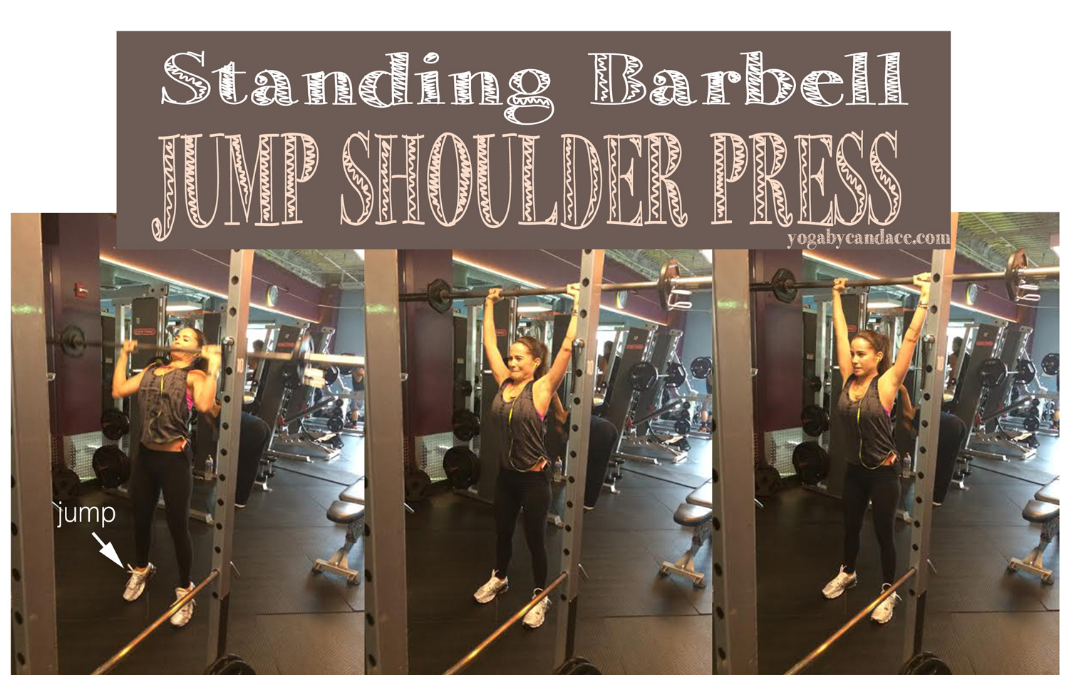 Standing barbell jump shoulder press