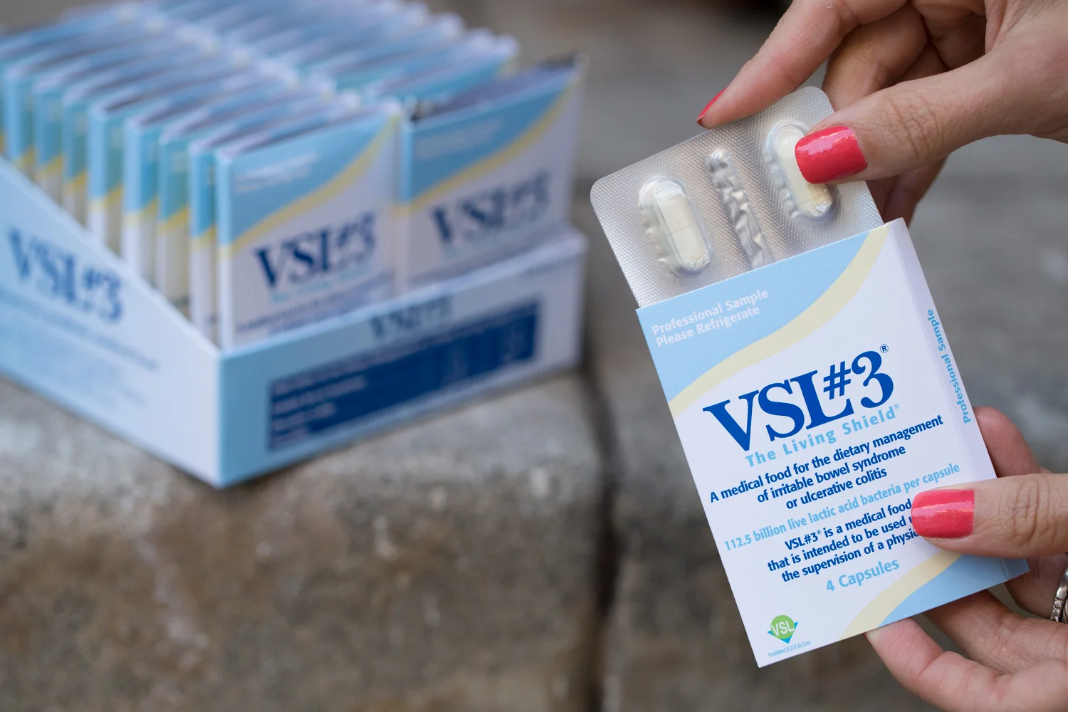 vsl#3 - great probiotic. Wearing: Sunday funday essie nail polish (on super sale!)