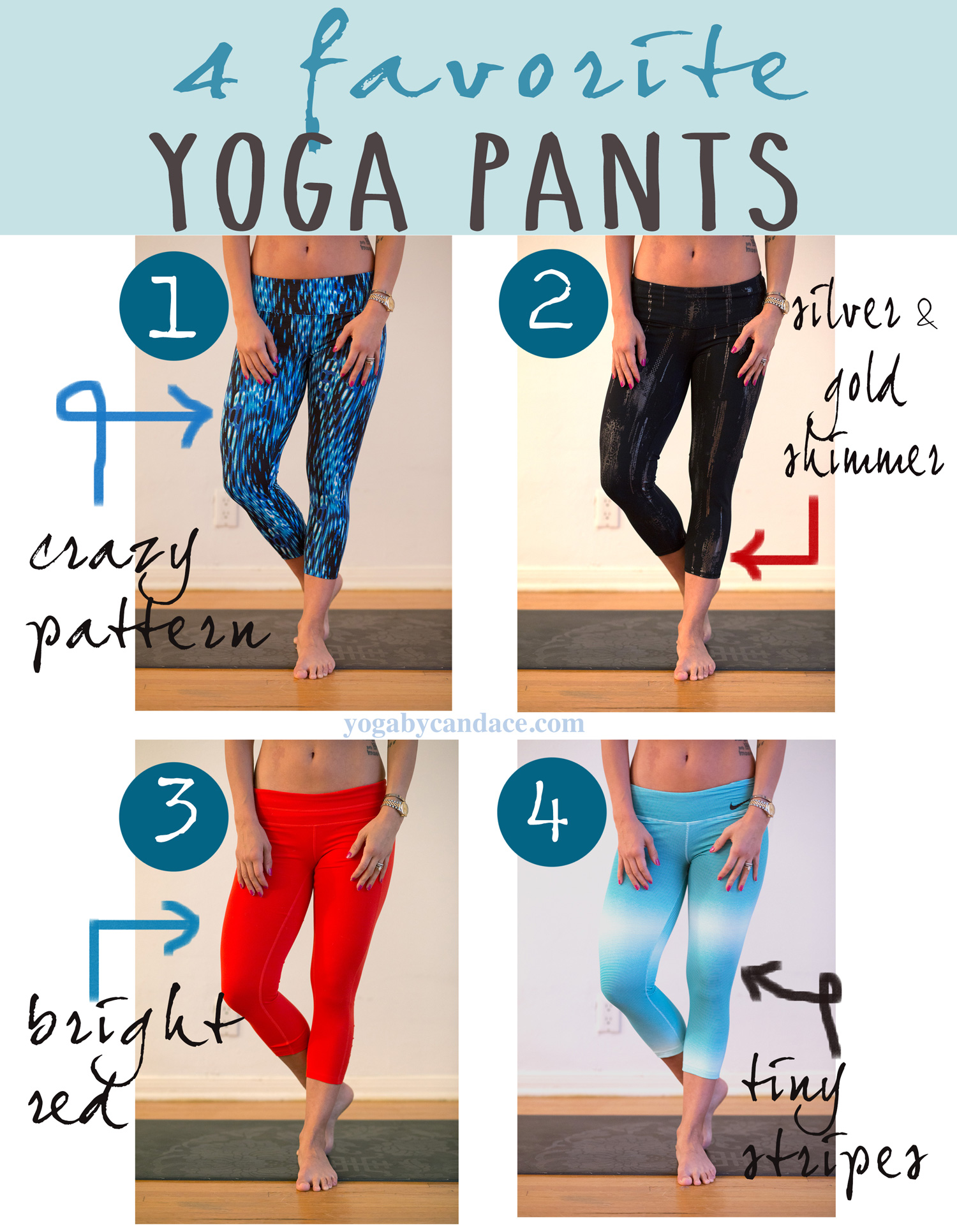 4 Favorite Unique Yoga Pants — YOGABYCANDACE