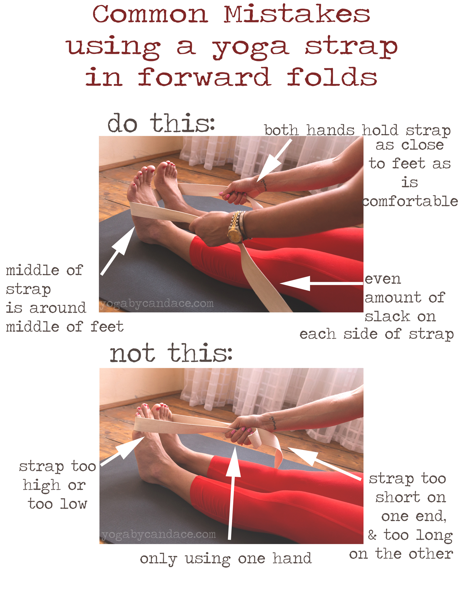 Common Mistakes Using a Yoga Strap in Forward Fold — YOGABYCANDACE
