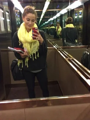 Off to the airport Wearing: Wellicious sweater , Love Quotes scarf (last seen in Dubai ).