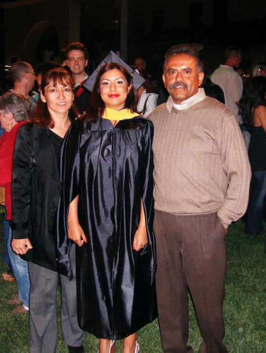 Angie graduating with her Master's degree