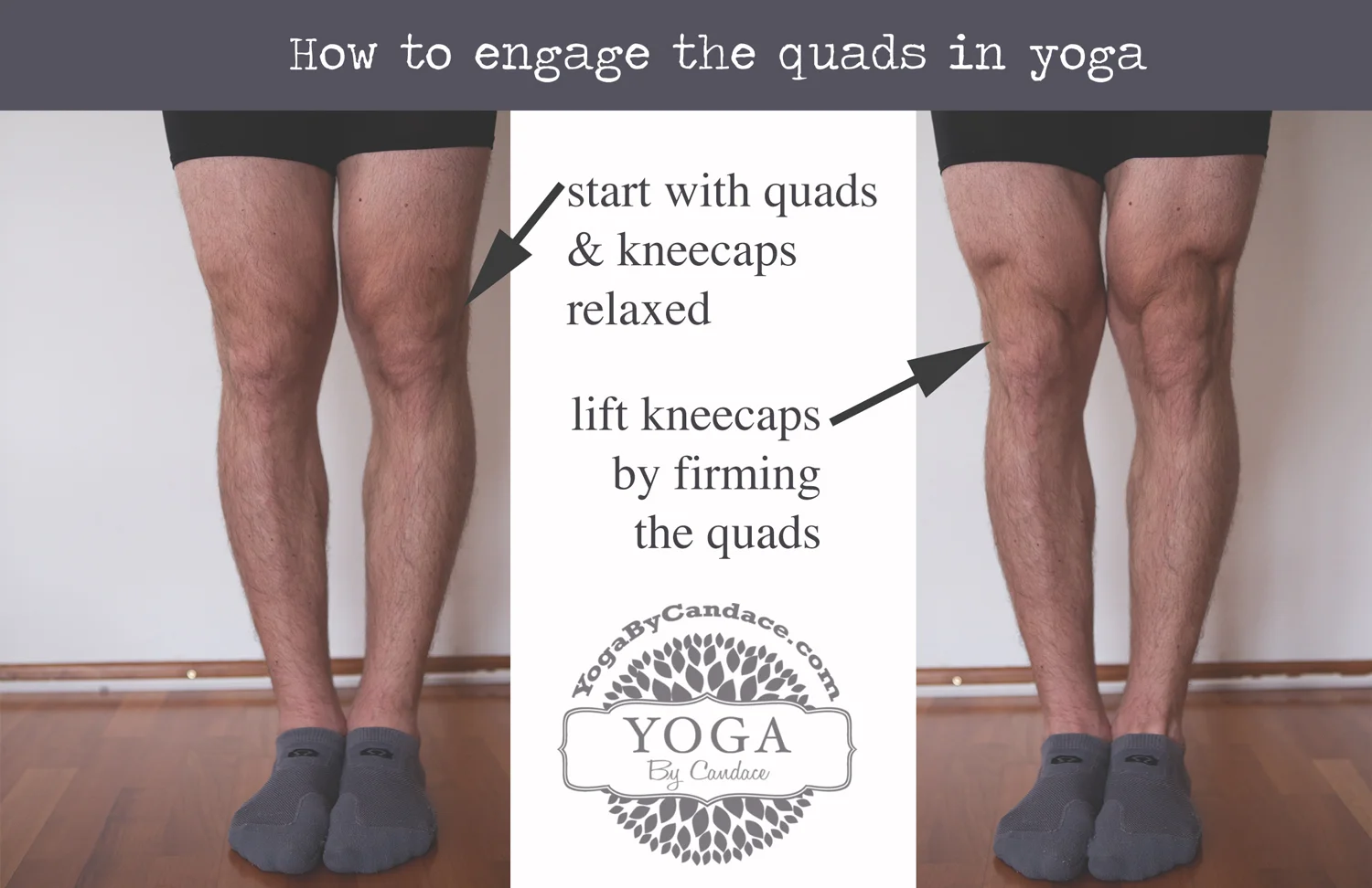 Pin now, practice later! How to engage quads for yoga. Wearing: lululemon boxers , lululemon socks