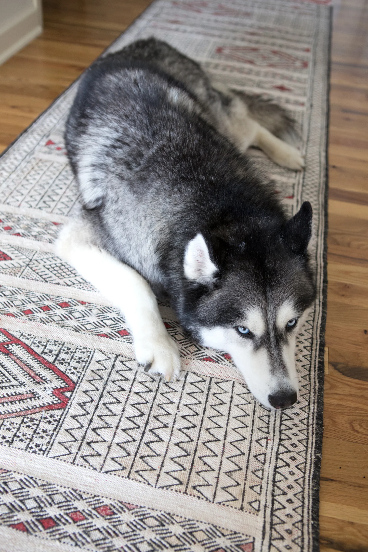 My sweet baby. Rug from Morocco.