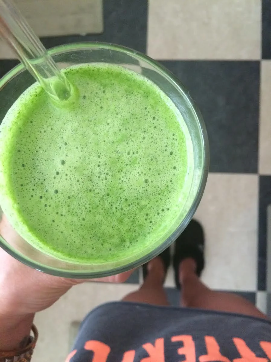 Fresh juice in the morning. Wearing sweaty betty tank c/o ( similar on sale), ugg slippers .