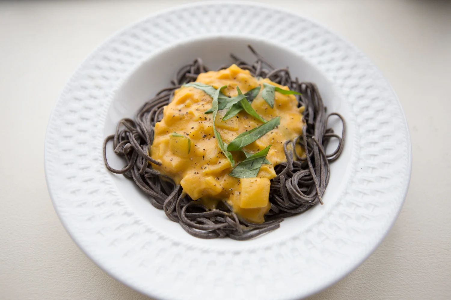Black Bean Pasta and Butternut Squash Sauce