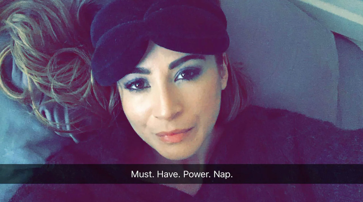 Post photoshoot nap after 4:30am call time - wearing my favorite eye mask