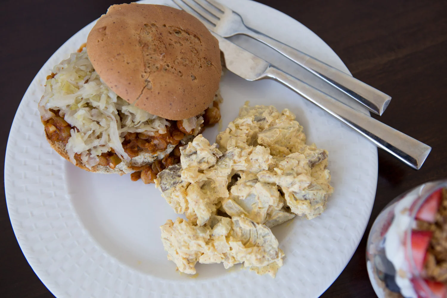 Healthy sloppy joes and potato salad
