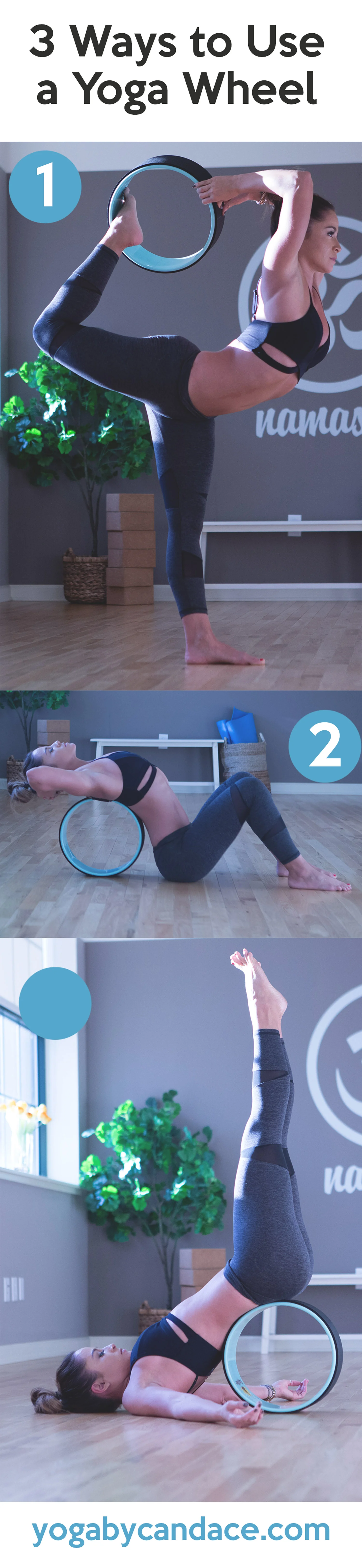 Pin now and be sure to follow us on Pinterest. Wearing: Lanston pants ( similar style ) and bra ( similar style ) c/o. Using Yoga Wheel .