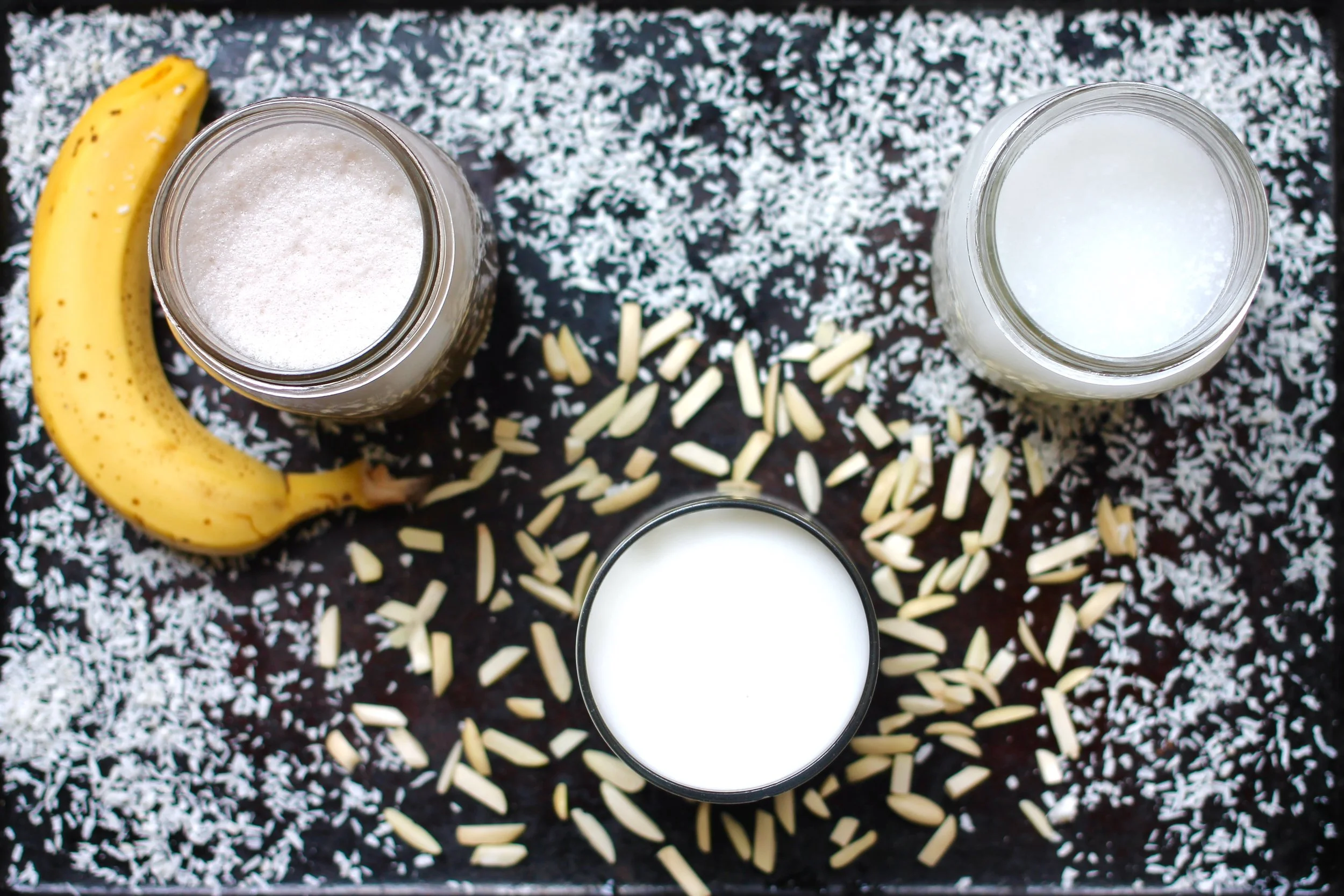 Banana Milk, Almond Milk, and Coconut Milk