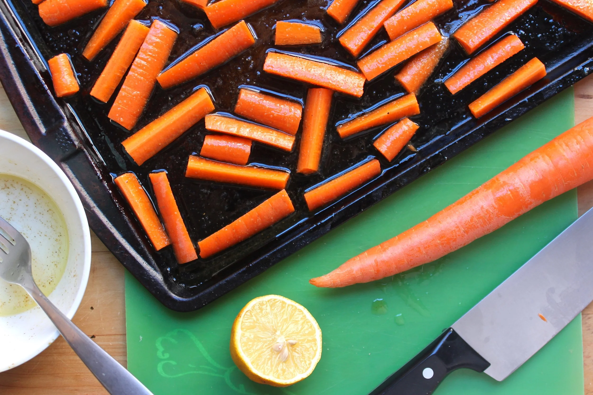 The Makings of Cumin-Garlic Roasted Carrots