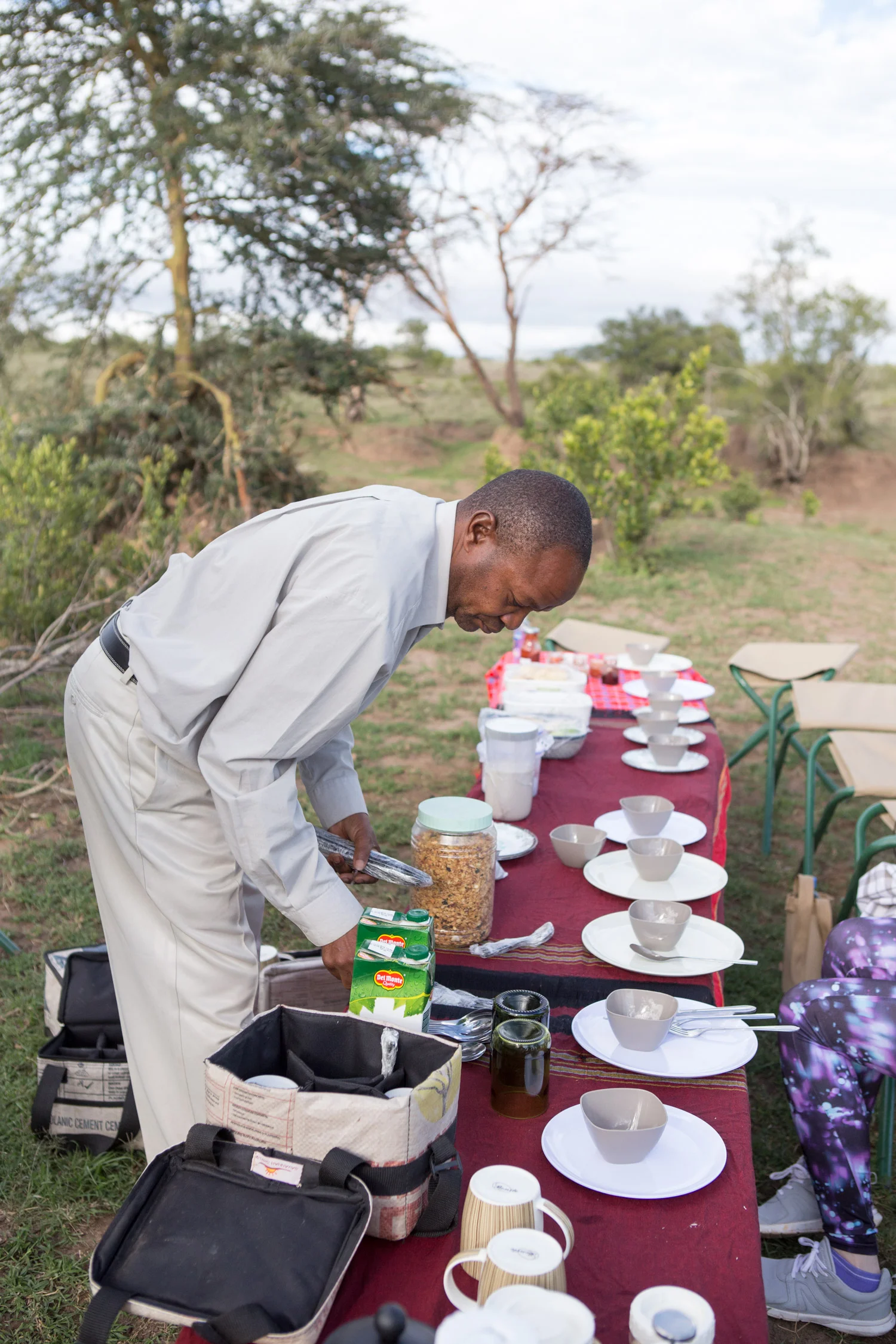 Our guide Albert setting up breakfast
