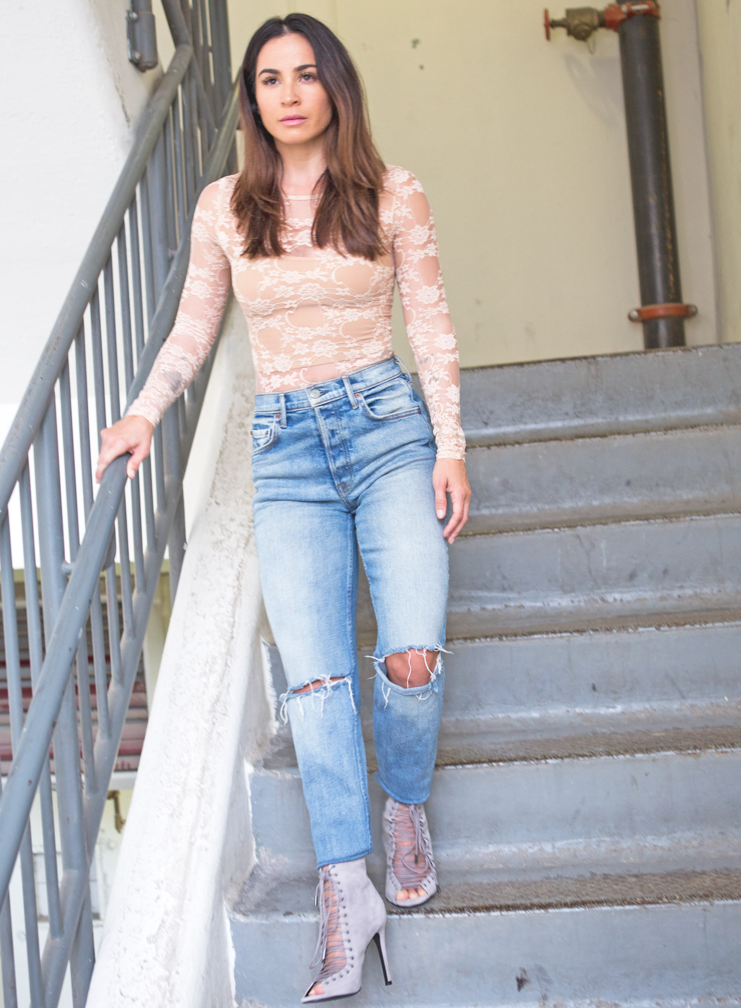 Style Series: Celebrity Style Challenge - Lace Bodysuit and High Waist Jeans  — YOGABYCANDACE