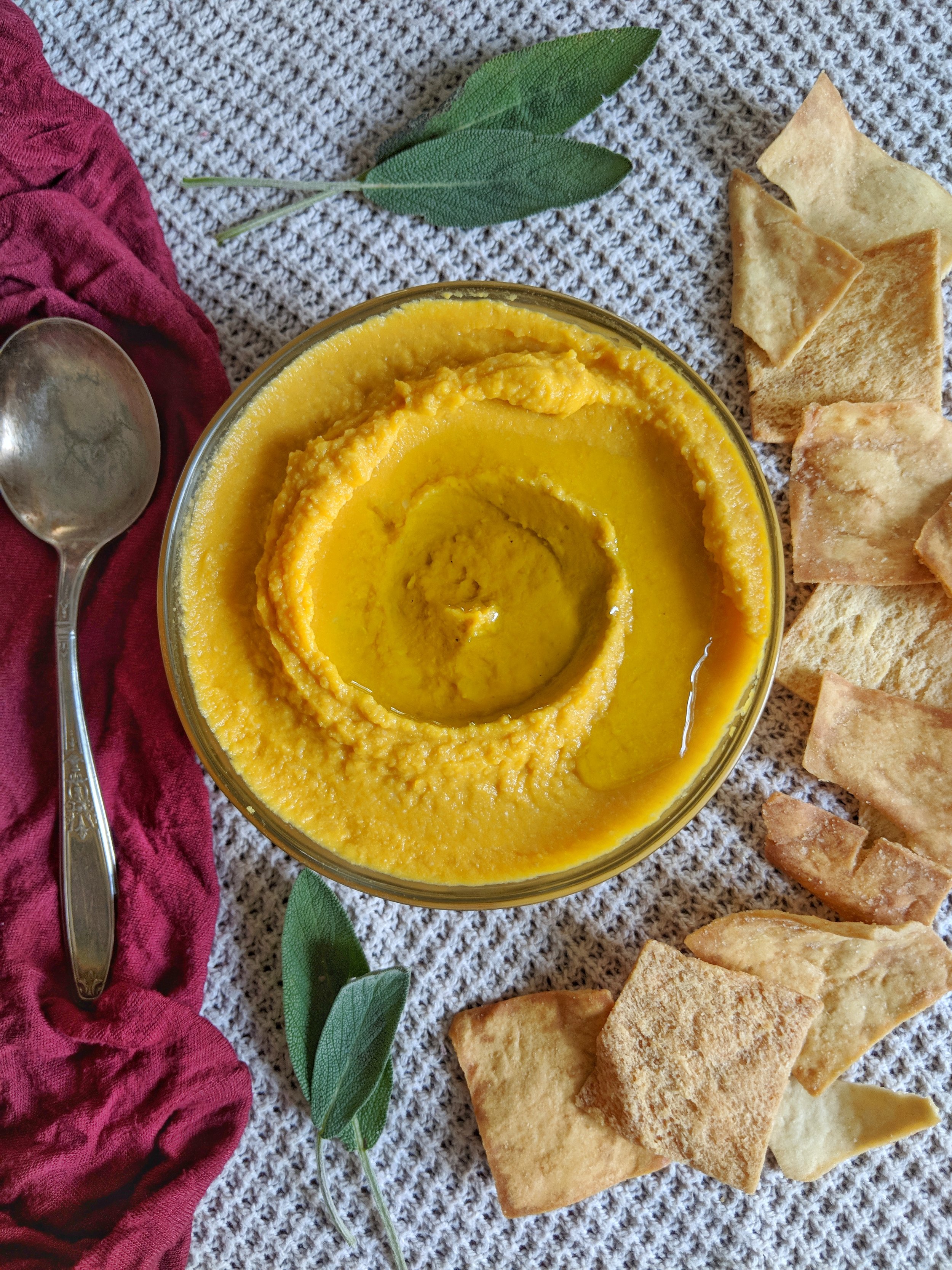 Pumpkin Hummus with Sage-Infused Oil — YOGABYCANDACE