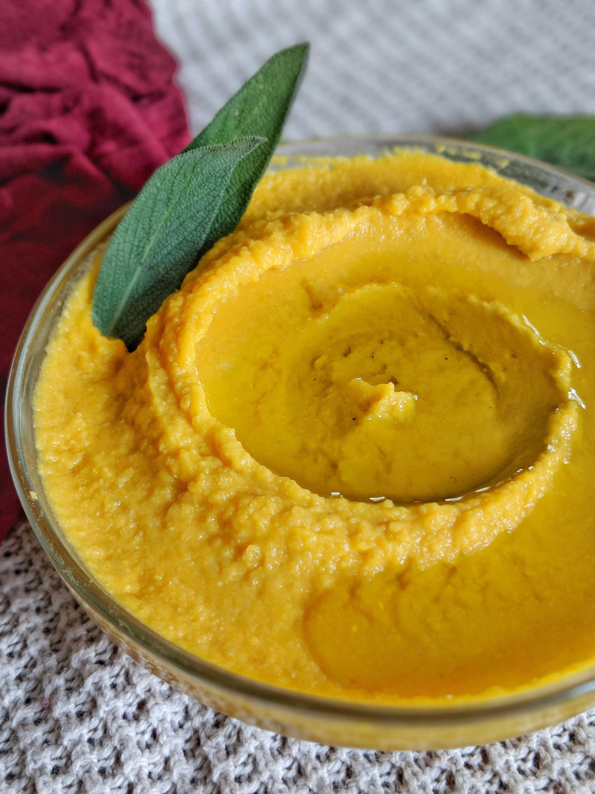 Pumpkin Hummus with Sage-Infused Oil
