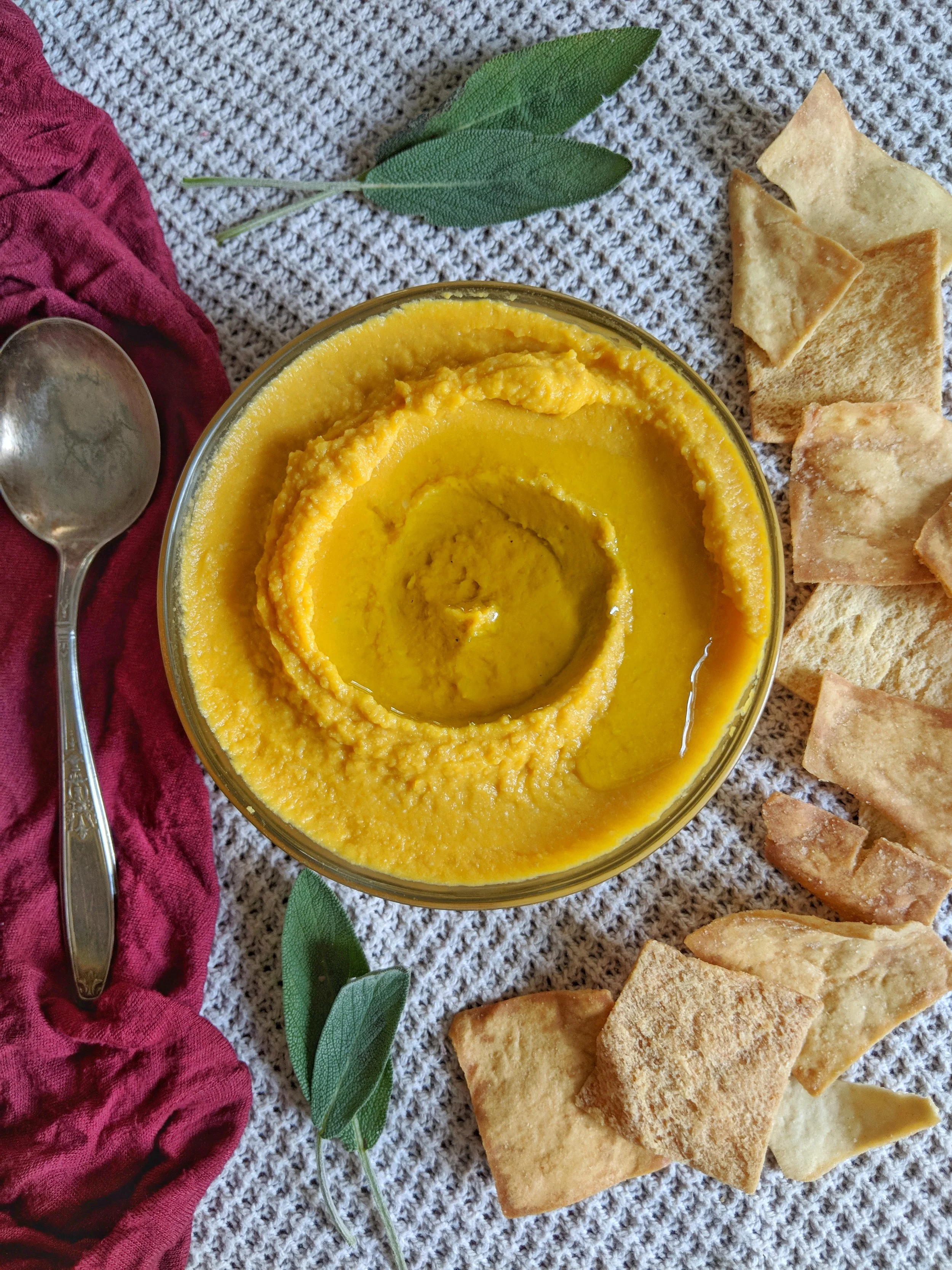 Pumpkin Hummus with Sage-Infused Oil