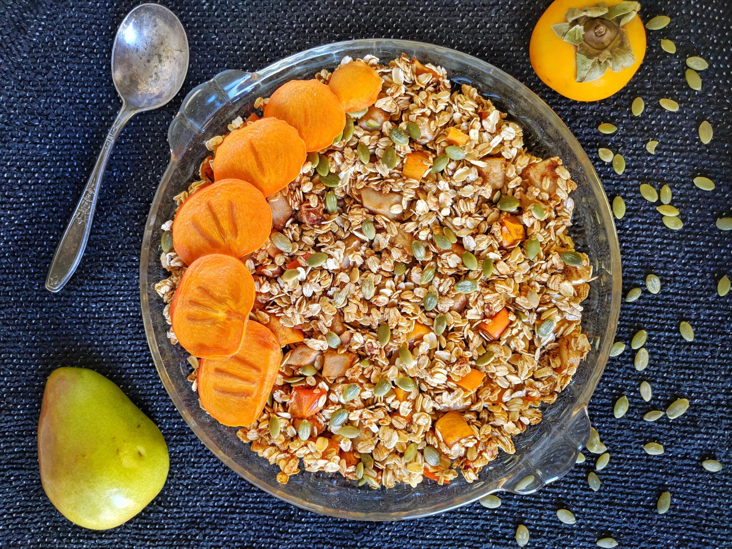 Pear, Persimmon, & Pepita Baked Oatmeal