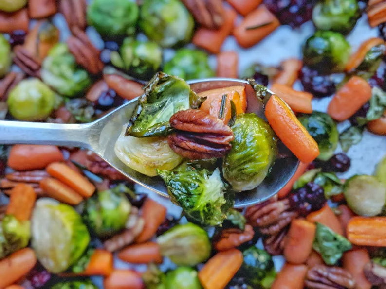 Roasted Vegetables with Maple Pecans & Cranberries