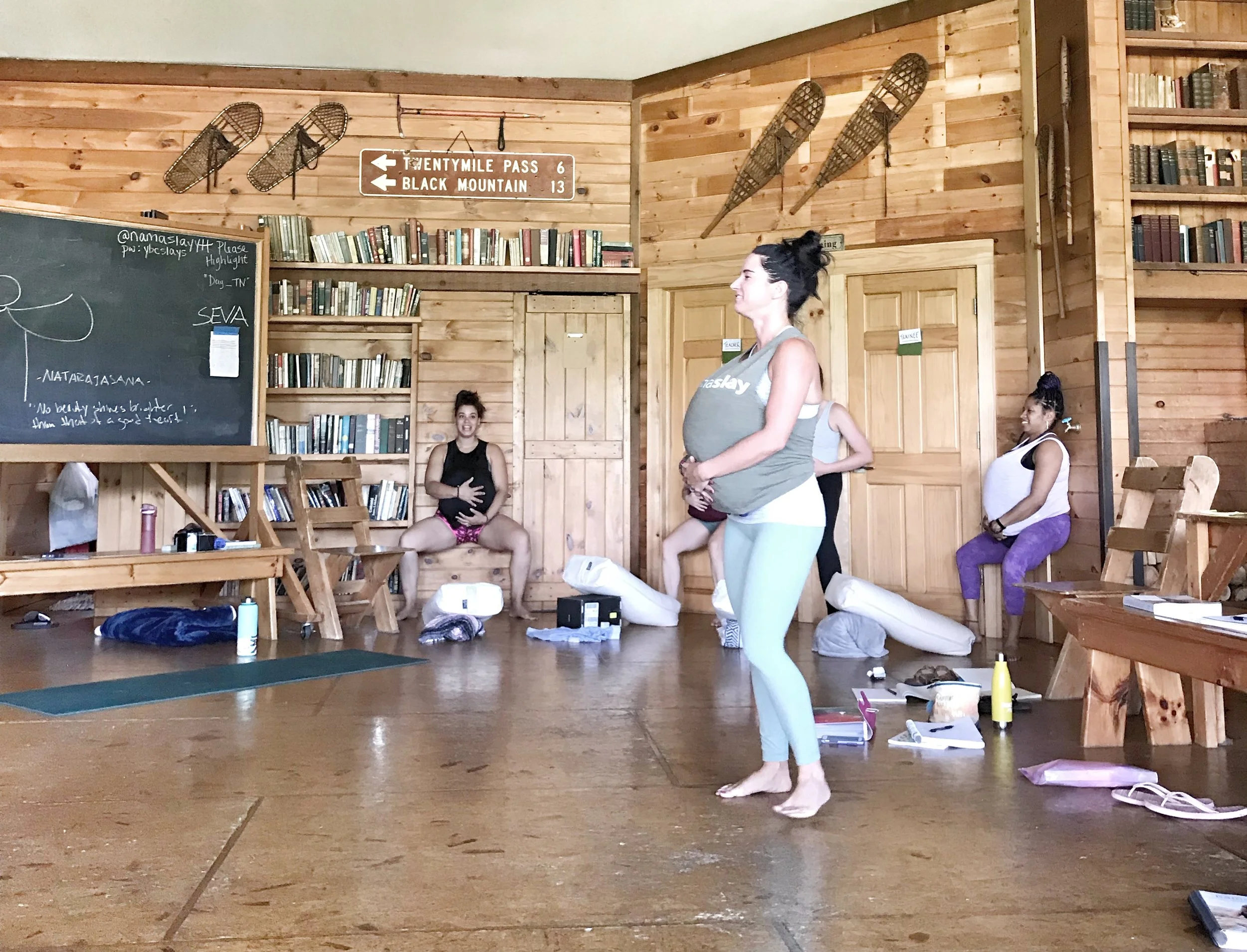 Jen walking the trainees through a few prenatal practices.