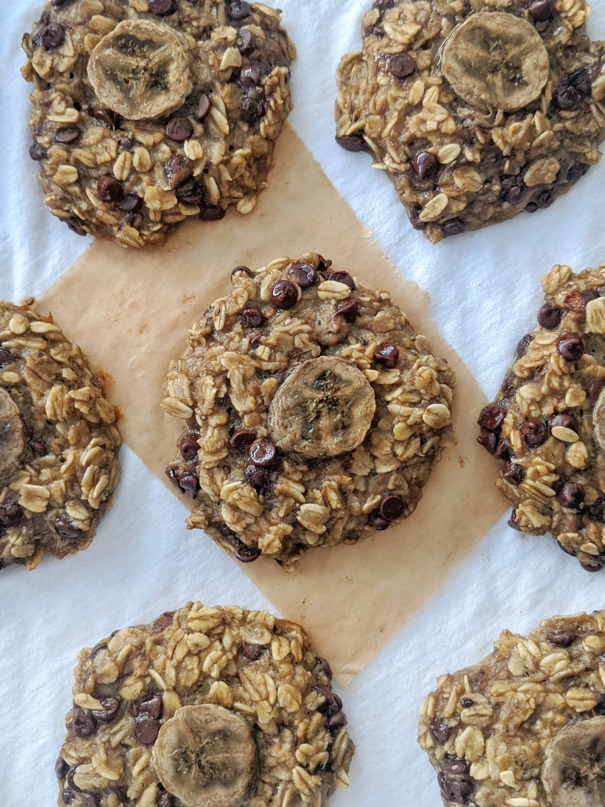 Flourless Banana Oatmeal Chocolate Cookies