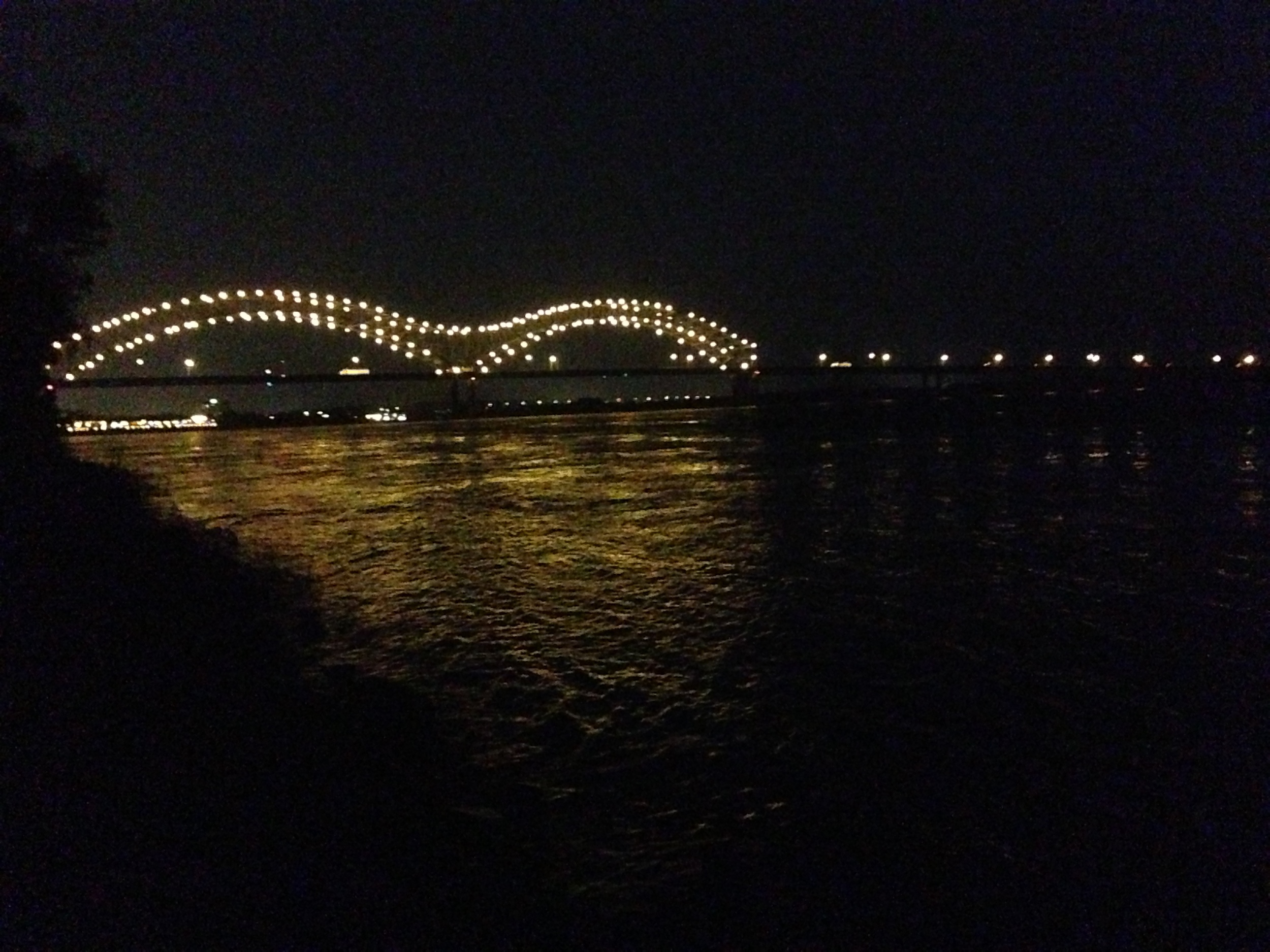 Mississippi River at night.