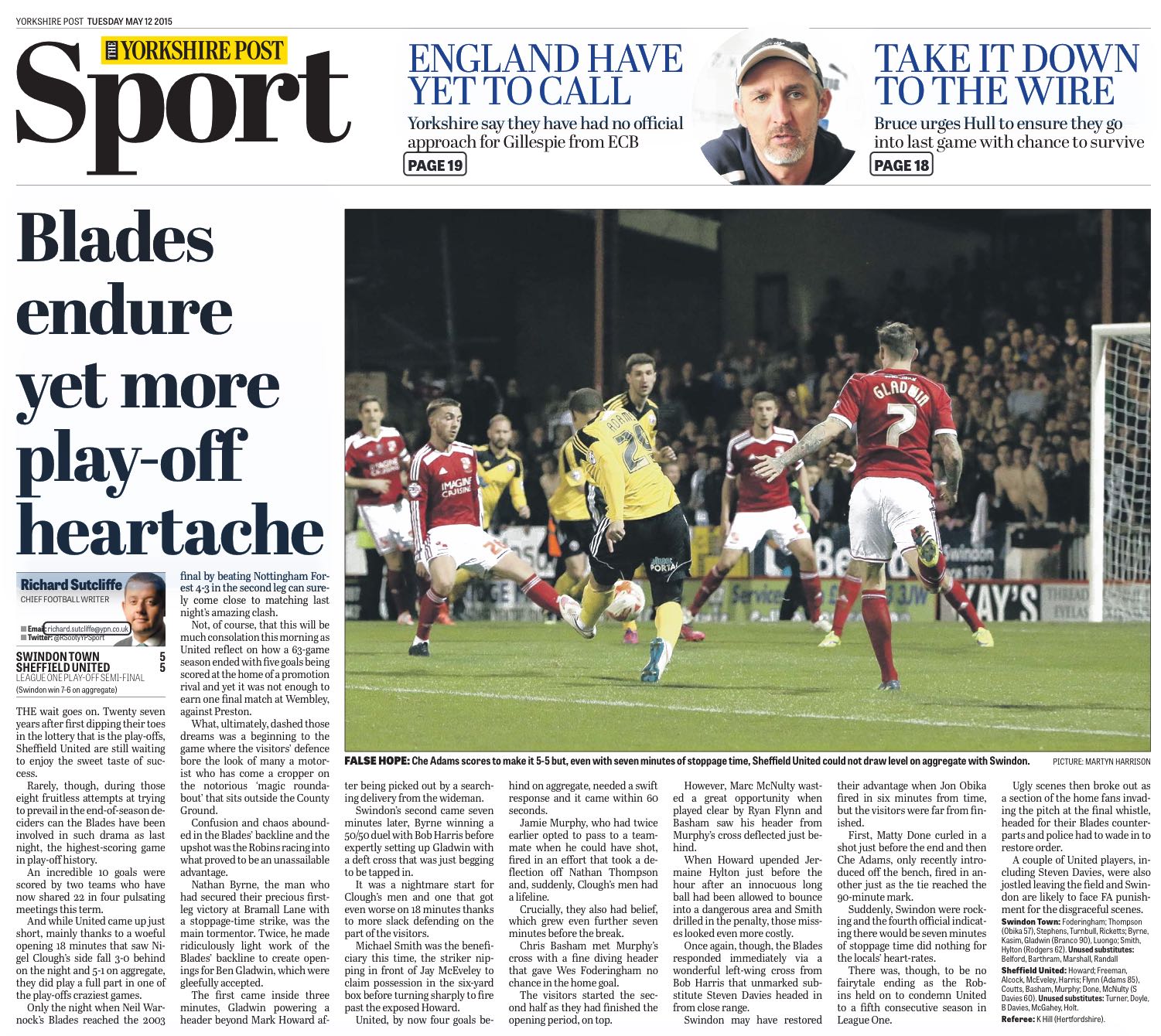 FAMILIAR HEADLINE: THE YORKSHIRE POST'S BACK PAGE TELLS THE TALE