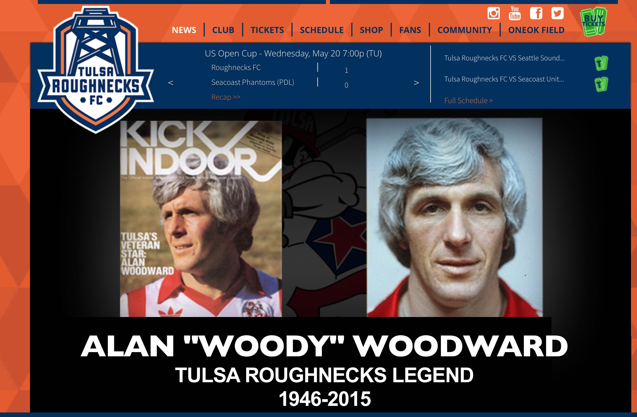 SALUTE ACROSS THE POND: Tulsa Roughnecks' website claim our Woody as their own