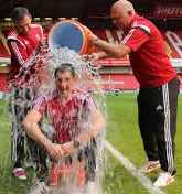 ICE MAN: Morgs undergoes the Ice Bucket Challenge for charity