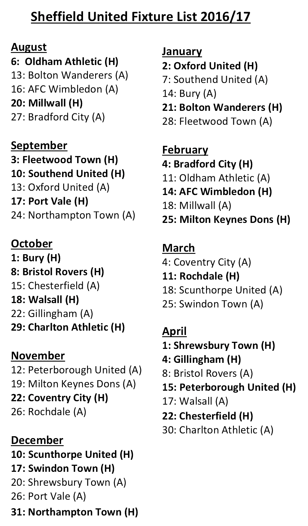 OWN GOAL: SPOOF FIXTURE LIST