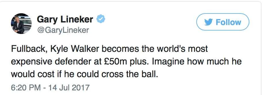 JEALOUS GARY? LINEKER'S TAKE ON WALKER'S MOVE TO CITY