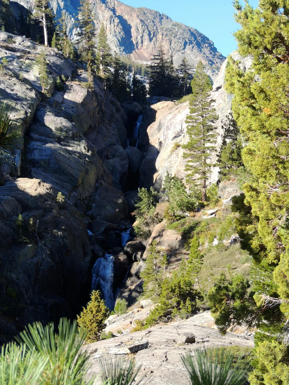 A small waterfall along Shadow Creek on our way up to Ediza Lake. And yes, we had to climb that (via trail).