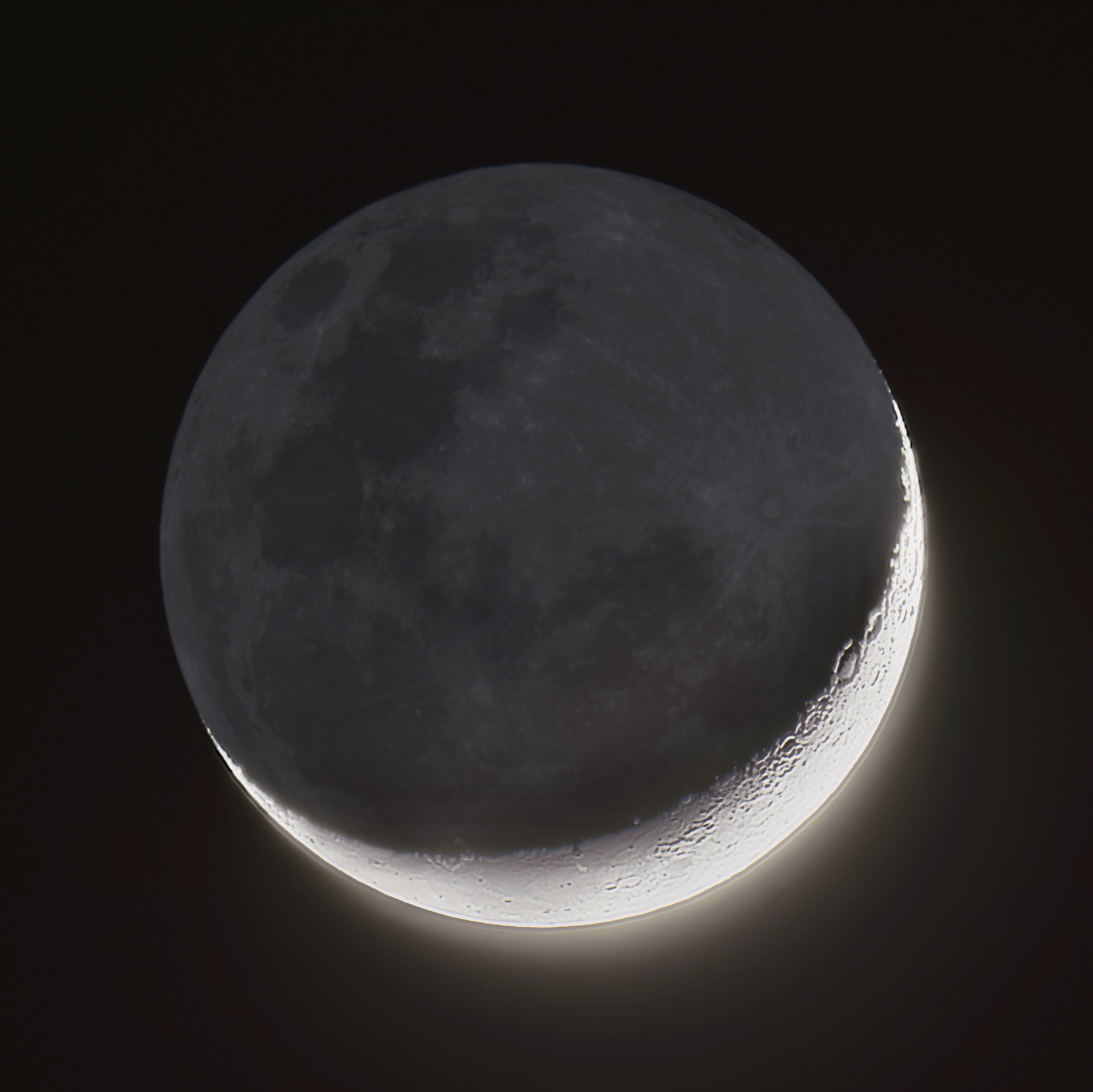 A blend of exposures showing the dark side of the moon 