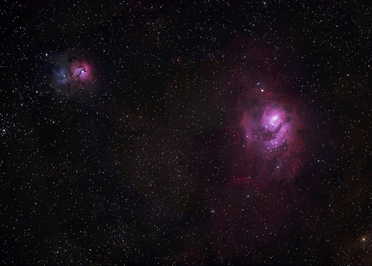 Trifid Nebula and Lagoon Nebula