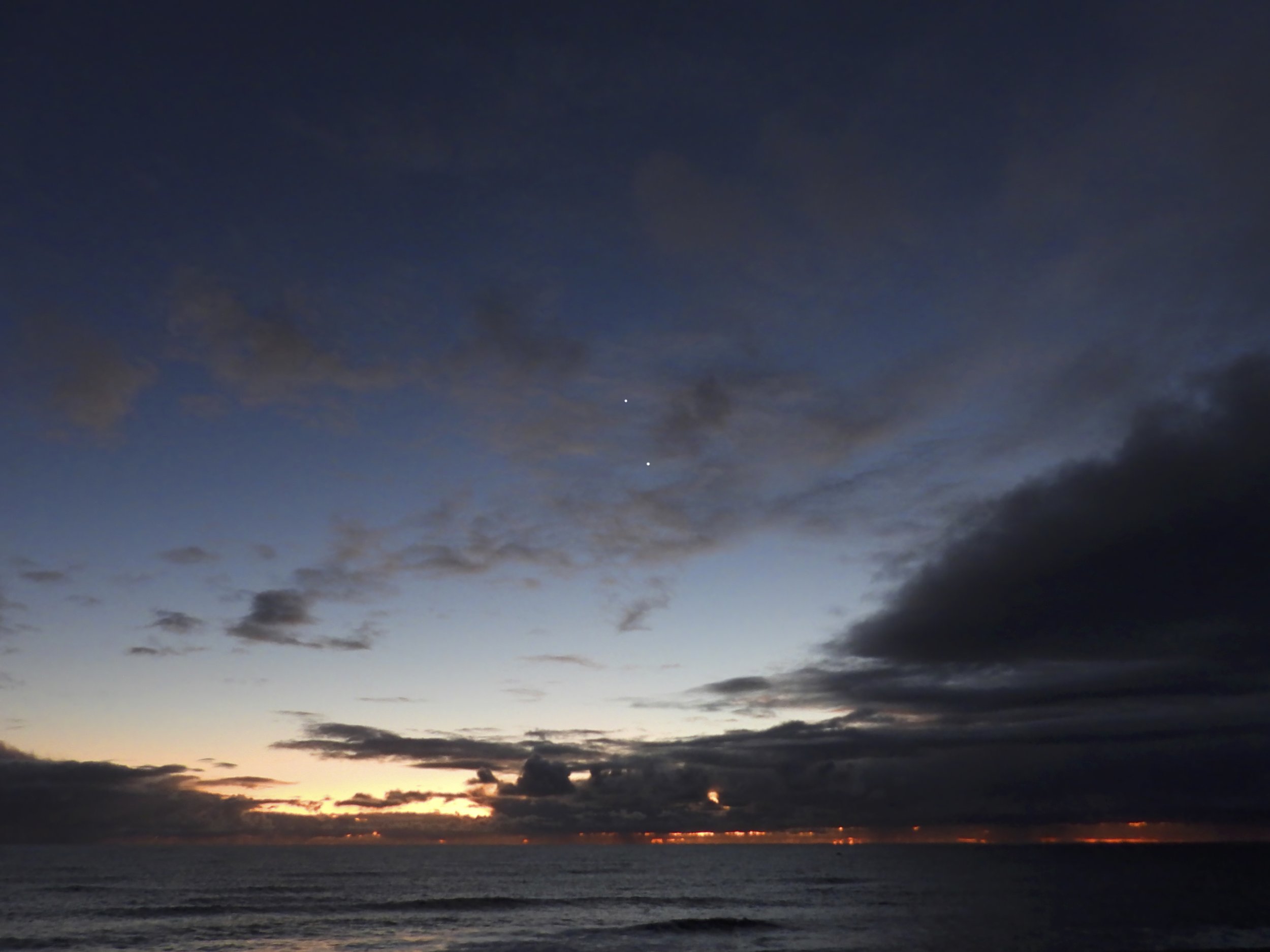 Jupiter and Venus at sunset, approaching conjunction