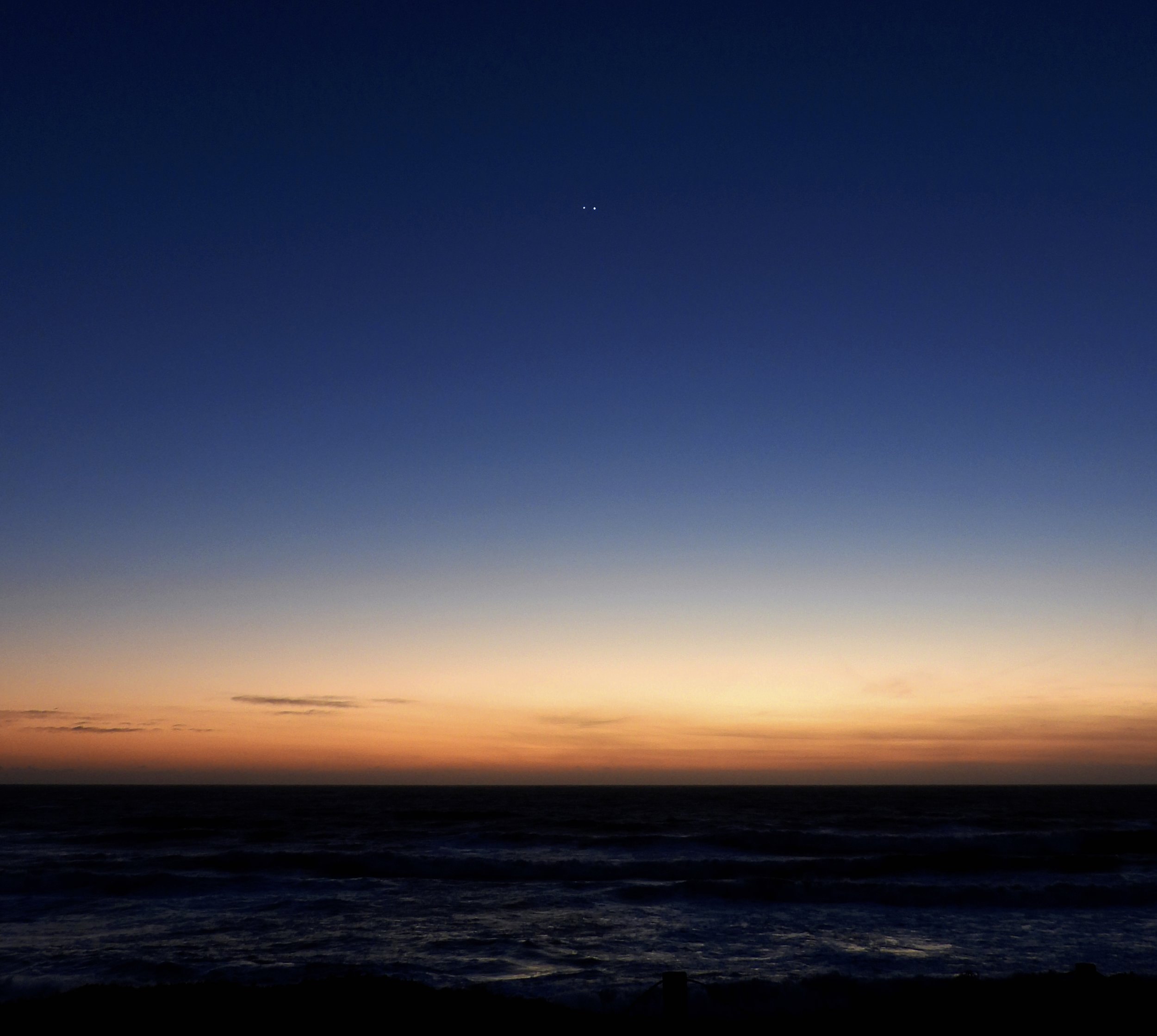 Jupiter and Venus at sunset on the evening of conjunction