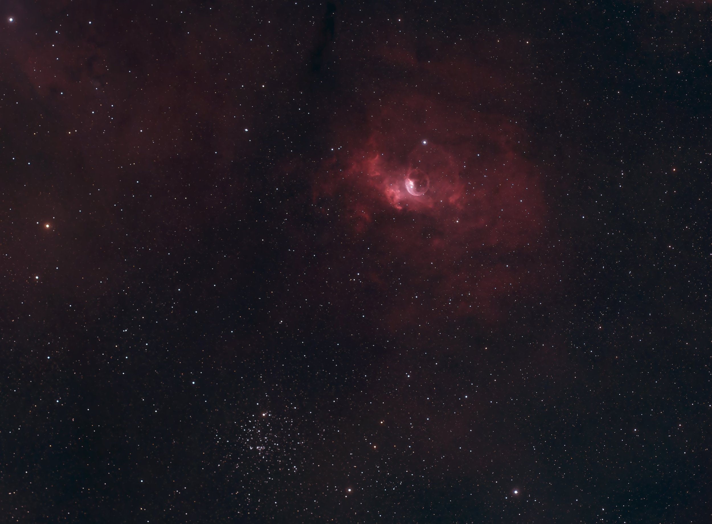 The Bubble Nebula and the open star cluster M52