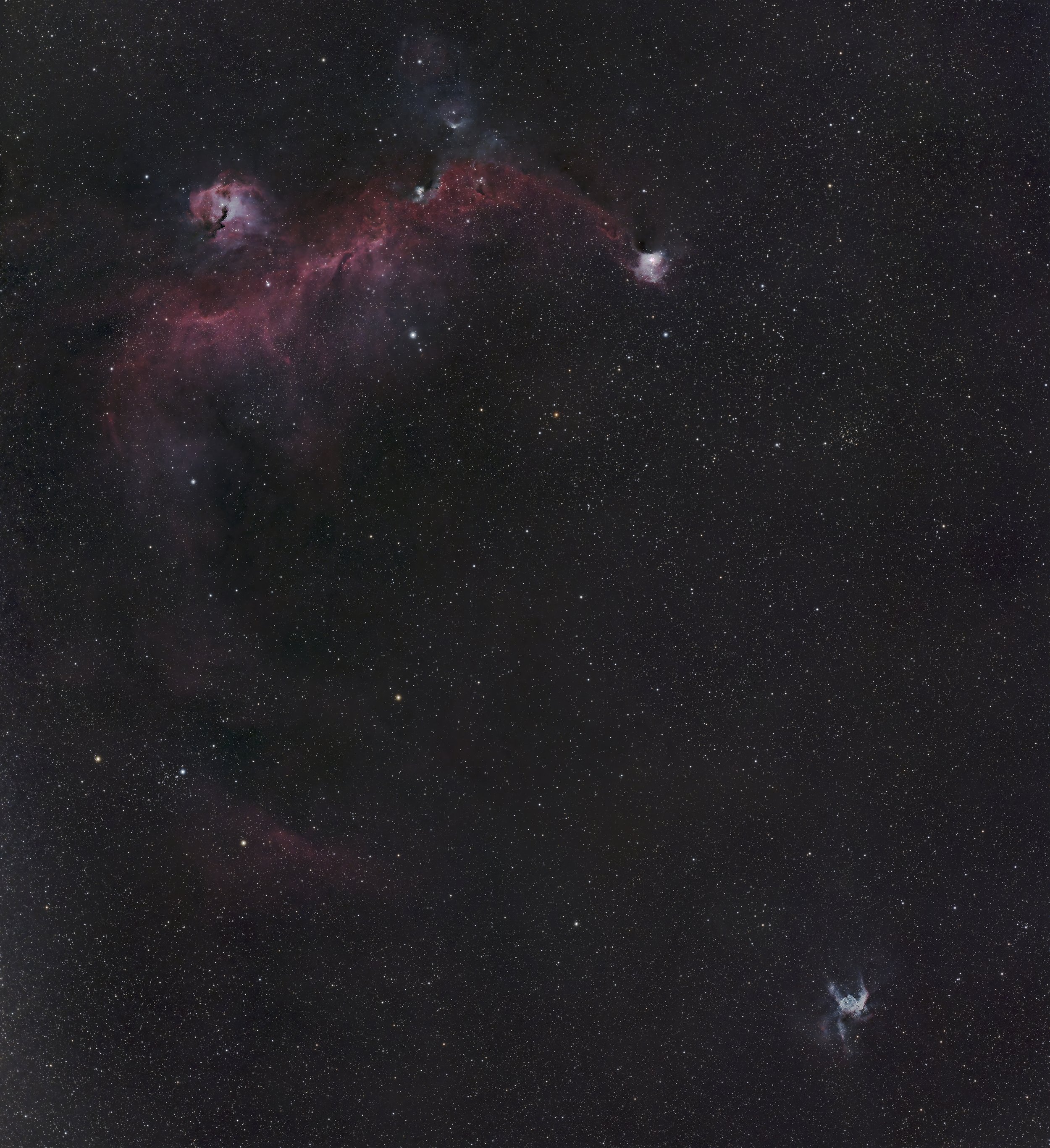 The Seagull Nebula with the much smaller Thor's Helmet in the bottom right