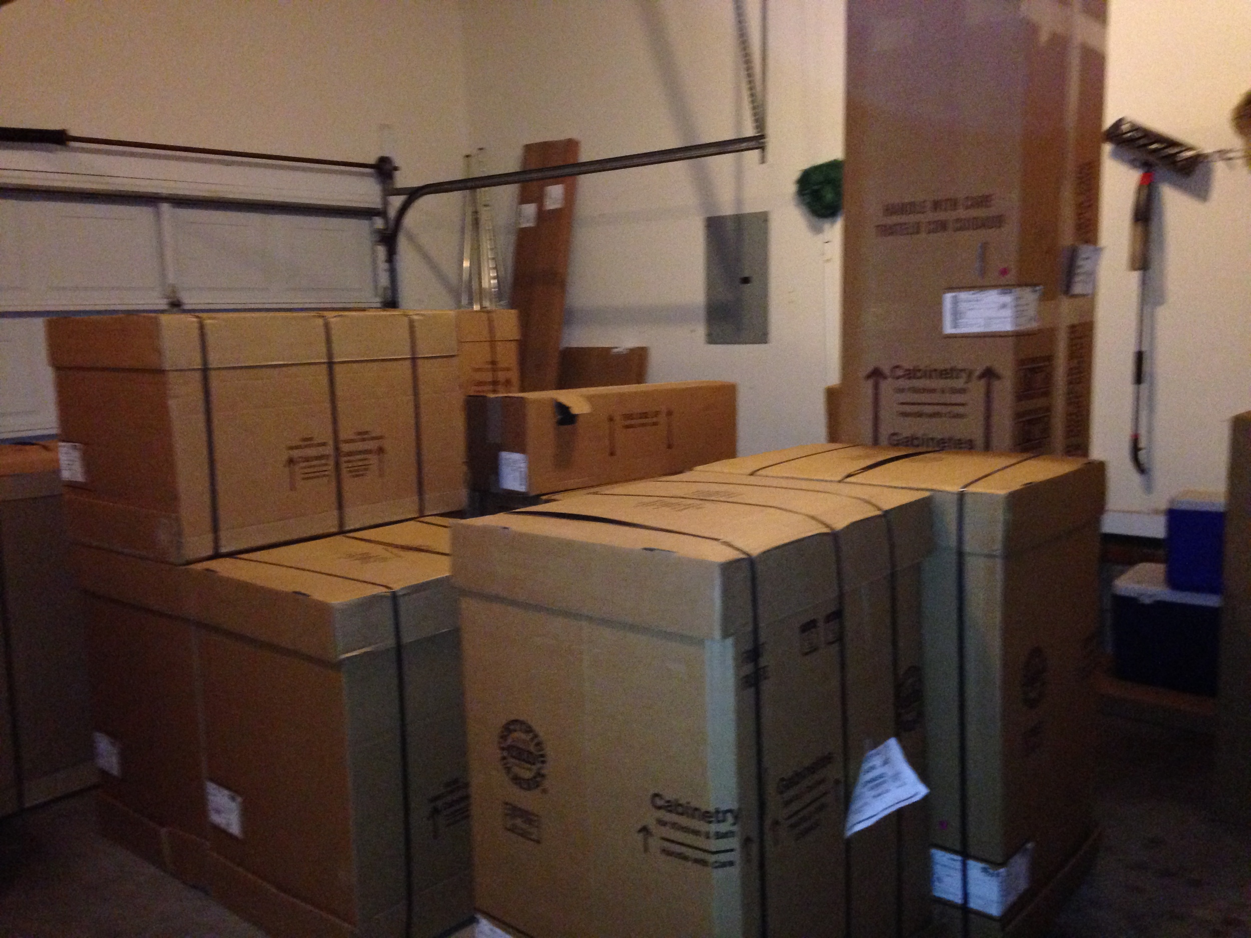 Eventually these boxes moved to the living room. They were there for five days. 